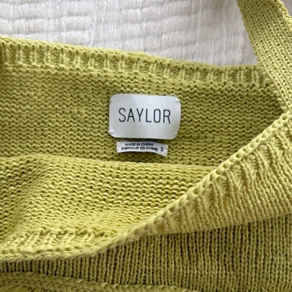 SAYLOR Chartreuse Knit Cropped Tank with Fringe - Picture 2 of 4